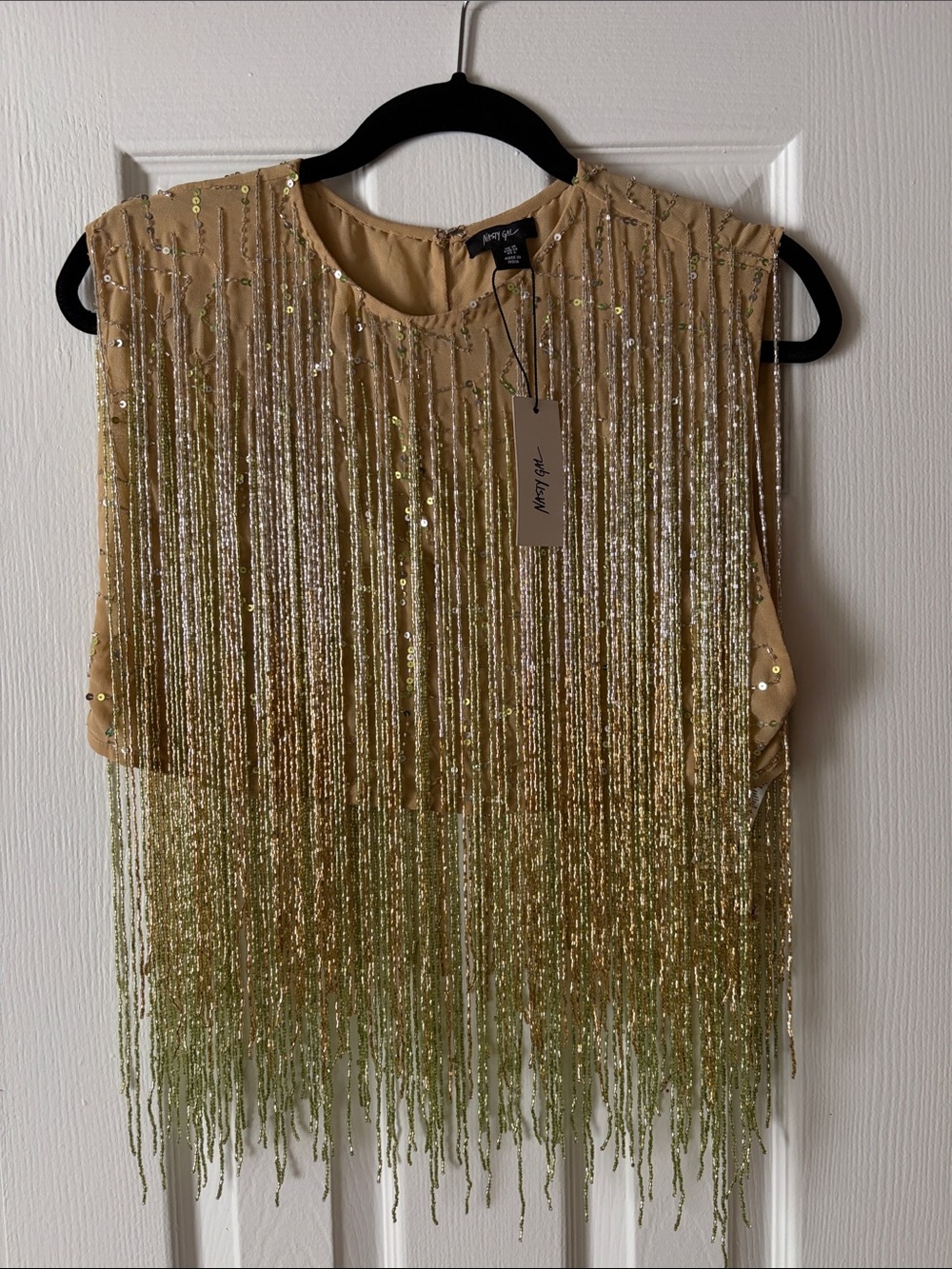 Ombré Tassel Beaded Fringe Crop Top / Cape - Picture 7 of 9